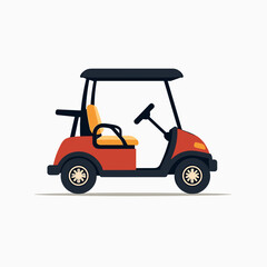 vibrant red golf cart with yellow seat  stock illustration
