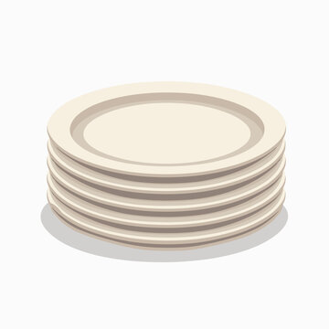 stack of white plates with shadow effect