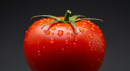 Juicy Red Tomato with Water Droplets Fresh Food Photography