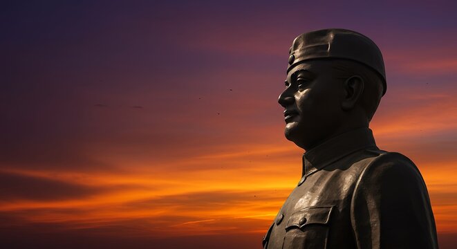 Dramatic Black-and-White Portrait of Netaji Subhas Chandra Bose