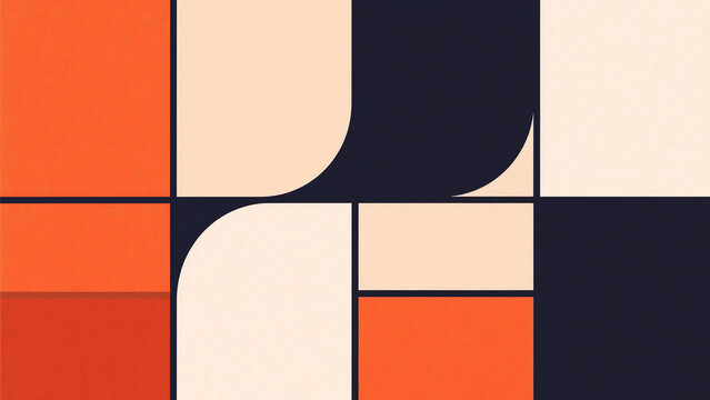 Abstract geometric blocks in retro modern color palette