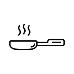 frying pan vector icon set in black color. vector illustration on white background.	