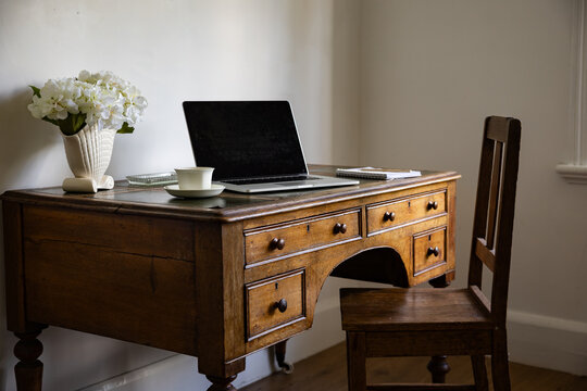 Stunning vintage work desk with laptop