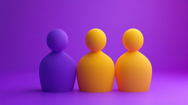 people. user icon purple and yellow. 3d cartoon style illustration