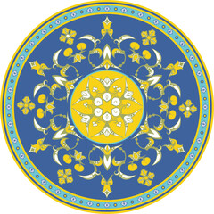Vector floral ornamental circle in Oriental, Turkish, Arabic style. Great for colorful ethnic backgrounds, medallions, wedding decorations, greeting cards, labels, wallpapers, ceramics, textile.	
