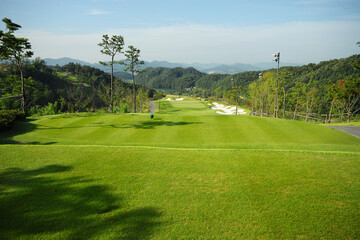 Obraz premium 숲속 자연을 품은 아름다운 골프장.