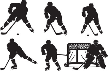 Fototapeta premium silhouettes of hockey players