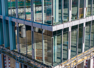 Close-Up of Unfinished Building with Glass Facade