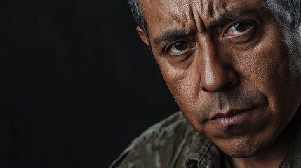 Fototapeta premium Studio portrait of a hispanic immigrant man / Latino immigrant