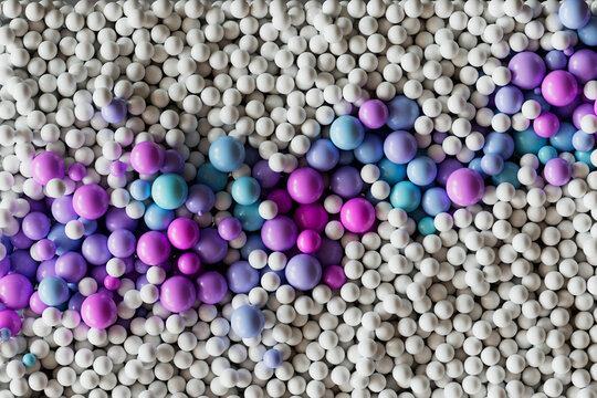  Subtle gradient of plastic balls with purple and blue tones