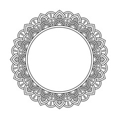 Swirling Ethereal Petals Mandala in Black and White Coloring Book Page