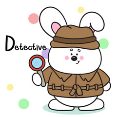 detective bunny rabbit job kawaii animal