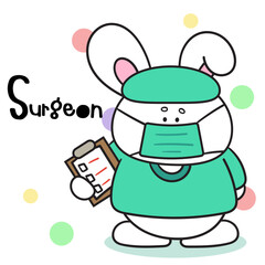 surgeon bunny rabbit job kawaii animal cartoon