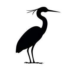 Elegant heron side view vector design isolated on transparent background