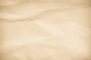 Old paper vintage texture surface for background. Recycle pale brown paper crumpled texture, Cream color recycled kraft paper texture blank with copy space for text.