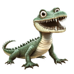 Fototapeta premium cute cartoon alligator illustration on transparent background