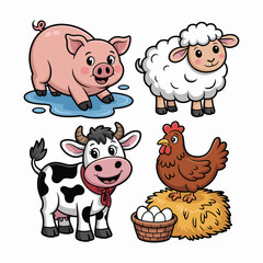 Cute Farm Animal Wall Stickers for Kids