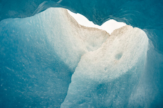 blue Ice Cave Formation in a Glacier