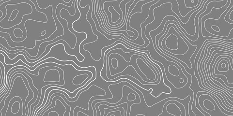 Grey background topography contour map with white curve lines. luxury topographic wavy pattern and geographic grid map patterns, topography line map. Vintage outdoors style. seamless pattern design 