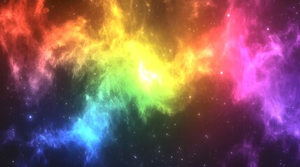 Fototapeta premium Vibrant Rainbow Nebula Cosmic Background Space