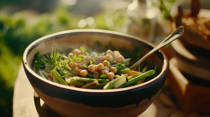 Vibrant Springtime Vegetable Medley with Chickpeas - A Healthy and Delicious Dish