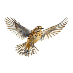 Fototapeta premium brown bird in flight on white background