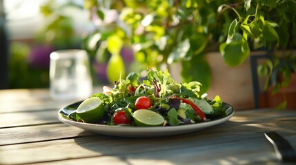 A Vibrant Summer Salad Display on a Wooden Table