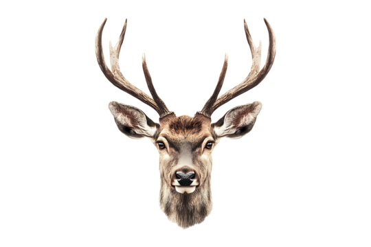 deer head with horns isolated on transparent background