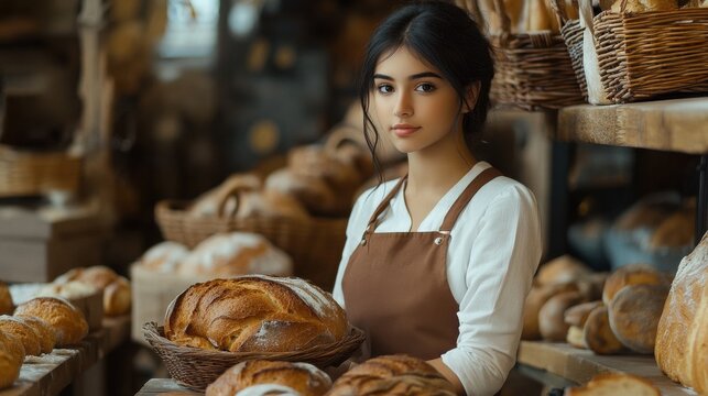 Latina woman bakery adult bread.