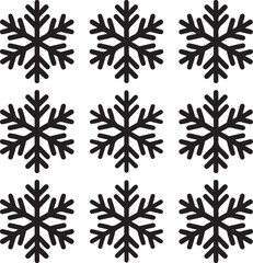 Black Snowflake Silhouettes Clipart &ndash; Symmetrical, Pointed, Rounded & Decorative Winter Vector Set

