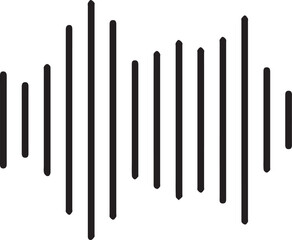 Abstract sound waves, vertical black lines, minimalist design, audio visualization, rhythmic pattern, monochrome graphic, equalizer bars, 
