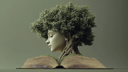 World Poetry Day, 21 March, girl head created with trees