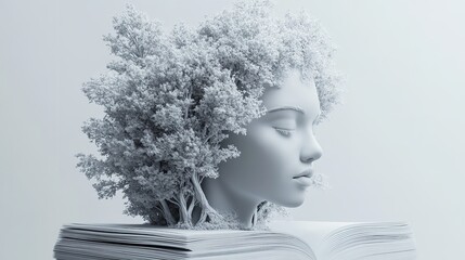 World Poetry Day, 21 March, girl head created with trees