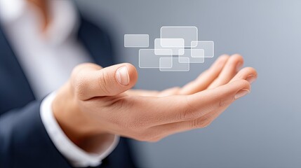 Social media regulation A hand offering digital elements with a professional touch.