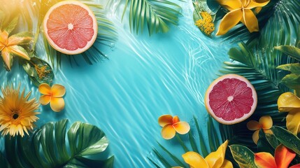 Cool detailed colorful summer background, top view, high quality, without artifacts, clear focus, in detail, best composition, hd, wallpaper, photo, for cover album, for big sale