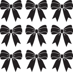 Black Bow Silhouettes Clipart &ndash; Ribbon, Hair, Gift & Decorative Tied Bows Vector Set

