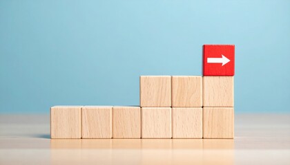 Obraz premium Continuous process development assembling blocks with forward movement office visual concept clear background