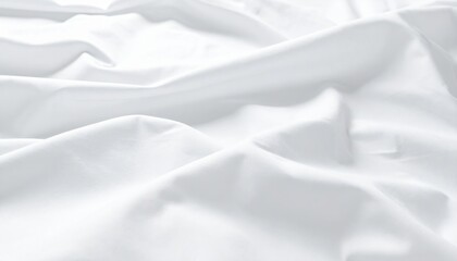 Soft white wrinkled bedding sheet fabric texture closeup minimalist home decor abstract textile environment