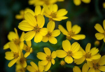 Obraz premium Close-up vibrant yellow flowers in full bloom, HD wallpaper, texture, flowers