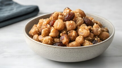 Sweet Spicy Roasted Chickpeas Dates Snack Bowl