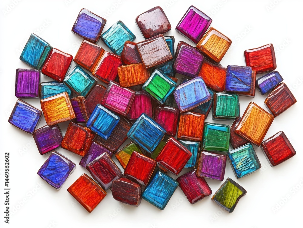 Aufkleber vibrant array of colorful square tiles on white background for artistic and creative designs