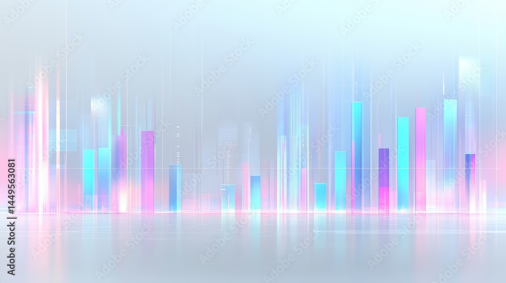 Poster abstract data visualization with colorful bars and lines in a modern design style
