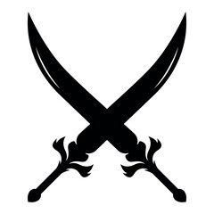 Naklejka premium Curved scimitars crossed sword vector isolated on transparent background