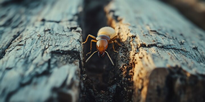 Termite in Wood Closeup