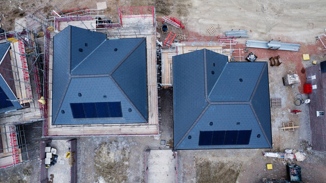Aerial View of houses being constructed