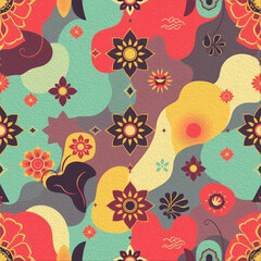 Oriental pattern. Oil painting. Pattern for printing on wall decorations, covers, leaflets, business cards