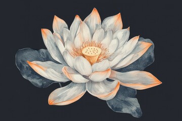 Detailed illustration of a lotus flower in soft color tones.
