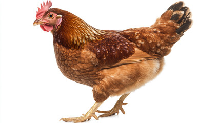 Fototapeta premium Brown Chicken on White Background for Easy Cutout