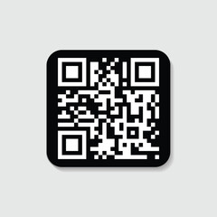 Black and white square QR code icon for scanning, identification, digital access, and smart contactless use in mobile apps, web platforms, and technology interfaces.

