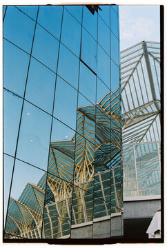 Reflection of Modern Architecture in Glass Building
